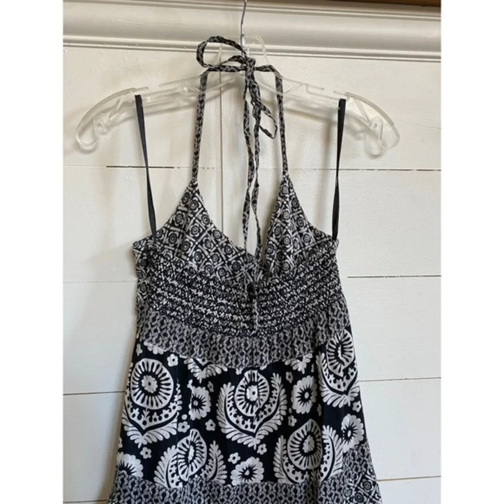 Michael Kors‎ Black White Floral Tiered Halter Midi Dress - M EUC - Picture 10 of 15